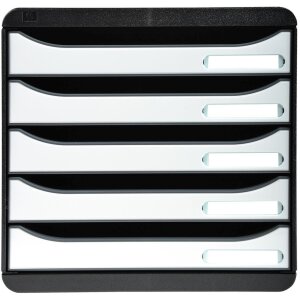 Exacompta Schubladenbox Big Box Plus 5 offene Schubladen Glossy Weiß glossy