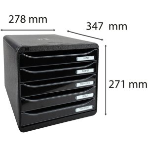 Комод Exacompta Big Box Plus 5 відкритих шухляд чорний глянцевий