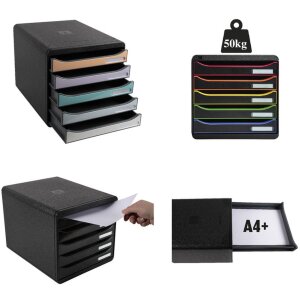 Комод Exacompta Big Box Plus 5 відкритих шухляд чорний глянцевий
