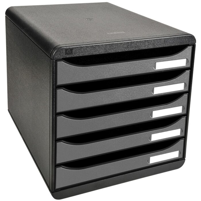 Exacompta 309738D Коробка для ящиков Big Box Plus 5 ящиков серебристый металлик