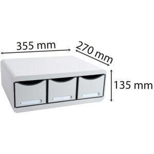 Модуль для зберігання Exacompta TOOLBOX з 3 шухлядами світло-сірий