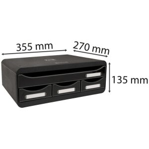 Exacompta 319714D TOOLBOX Модуль для зберігання з 4 шухлядами чорний глянцевий