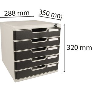 Тумба Exacompta MODULO A4 черная 5 закрывающихся ящиков