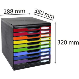 Тумба Exacompta MODULO A4 10 закрытых ящиков радуга