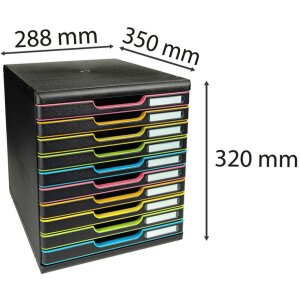 Тумба Exacompta MODULO A4 Black/Harlequin 10 закрытых ящиков