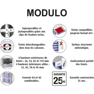 Тумба Exacompta MODULO A4 3 закриті шухляди чорна