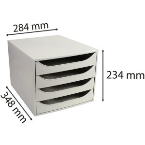 Тумба Exacompta ECOBOX 4 ящика серый 348x284x234 мм