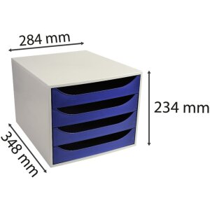 Комод Exacompta ECOBOX з 4 шухлядами темно-синій 34,8x28,4x23,4 см