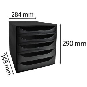 Тумба Exacompta ECOBOX з 5 шухлядами чорна 348x284x290 мм