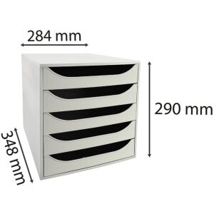 Тумба Exacompta ECOBOX 5 ящиков серый DIN A4+ 348x284x290 мм