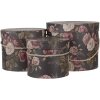 Clayre & Eef 65011 Шляпная коробка Набор из 3 черных цветочных Ø 23x20 см