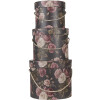 Clayre & Eef 65011 Шляпная коробка Набор из 3 черных цветочных Ø 23x20 см