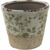 Горщик для квітів Clayre & Eef 6CE1384L зелений, білий Ø 16x16 см