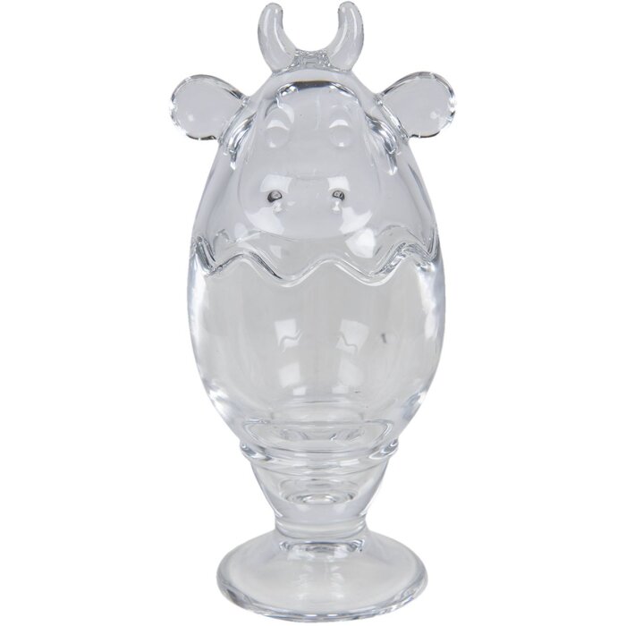 Clayre & Eef 6GL3387 Бонбоньєрка з кришкою корова Прозора Ø 8x19 см