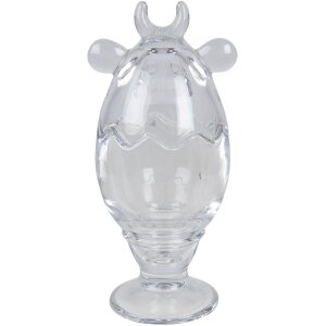 Clayre & Eef 6GL3387 Бонбоньєрка з кришкою корова Прозора Ø 8x19 см