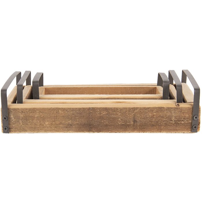 Декоративна таця Clayre & Eef (набір з 3 шт.) Коричневий 35x20x5 - 30x15x5 - 25x10x5 см