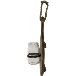 Clayre & Eef 6H2117 Стеклянная ваза в держателе коричневая 27x13x38 см