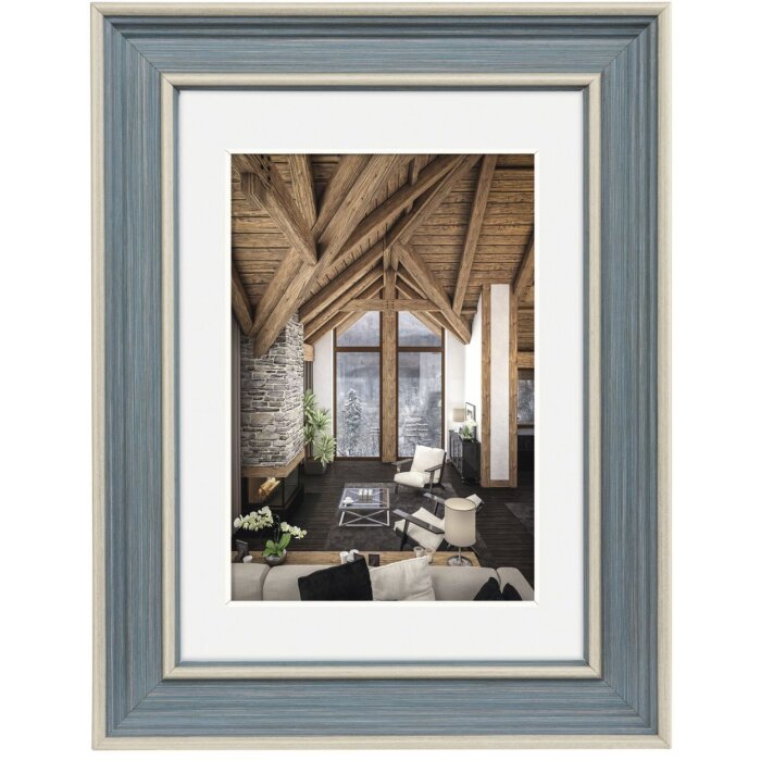 Пластикова рамка Hama Rustic сіро-блакитна 13x18 см з паспарту 10x15 см
