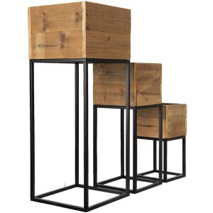 Горшки для цветов Clayre & Eef 50608 Набор из 3 коричневых горшков 28x28x75 см