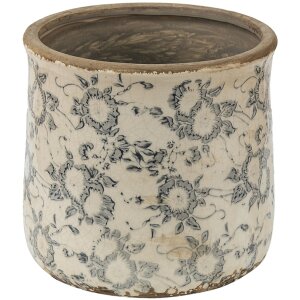 Керамический горшок для цветов Clayre & Eef 6CE1459L серо-бежевый 17x16 см