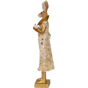 Clayre & Eef 6PR3602 Прикраса Кролик Золото Білий 11x8x33 см