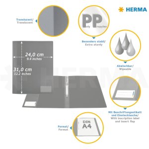 Швидкозшивач HERMA PP DIN A4 240x310 мм