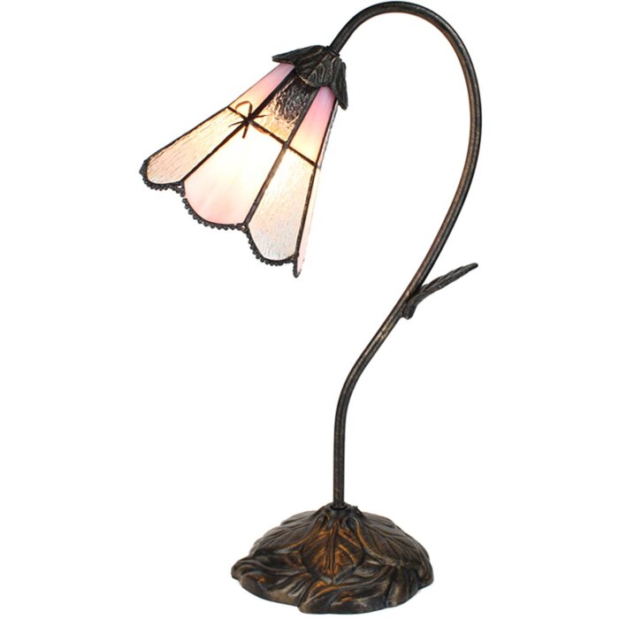 Clayre & Eef 5LL-6247 Настольная лампа Tiffany 30x17x48 см E14-max 1x25W коричнево-розовая