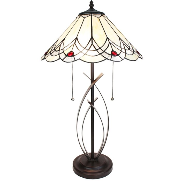 Clayre & Eef 5LL-6283 Настольная лампа Tiffany Ø 39x69 см E27-max 2x60W Бежевый