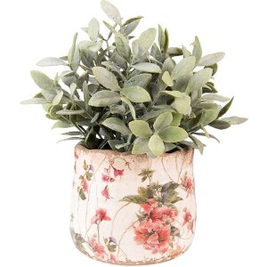 Clayre & Eef 6CE1549S Украшение Цветочный горшок Ø 13x11 см Розовый - Бежевый