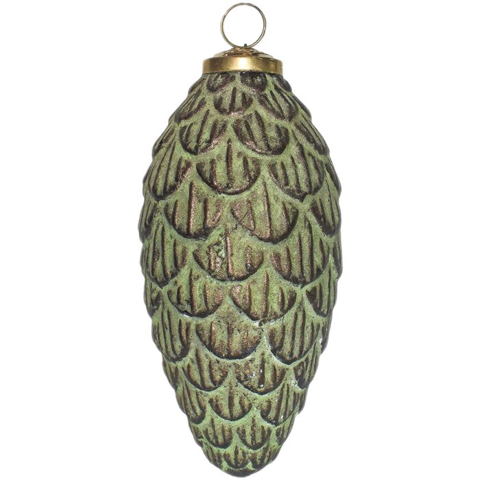 Різдвяні кулі Clayre & Eef 6GL3790 Ø 7x15 см Зелено-коричневі різдвяні кулі