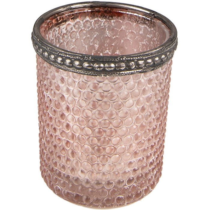 Підсвічник Clayre & Eef 6GL3976 Tealight Ø 6x6 см Рожевий скляний підсвічник