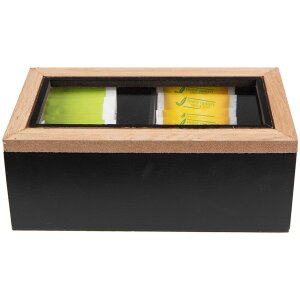 Коробка для чаю Clayre & Eef 6H2235 (2 відділення) 18x9x7 см чорно-коричнева