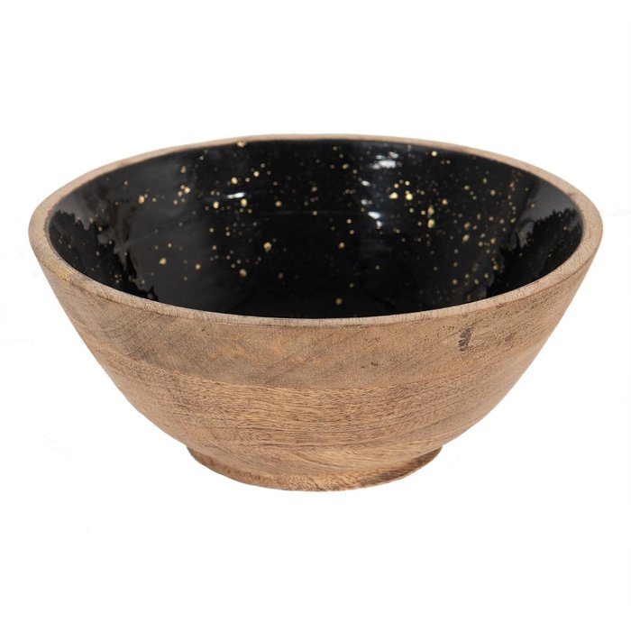 Декоративна миска Clayre & Eef 6H2248 Ø 25x10 см Декоративна миска з чорно-коричневого дерева