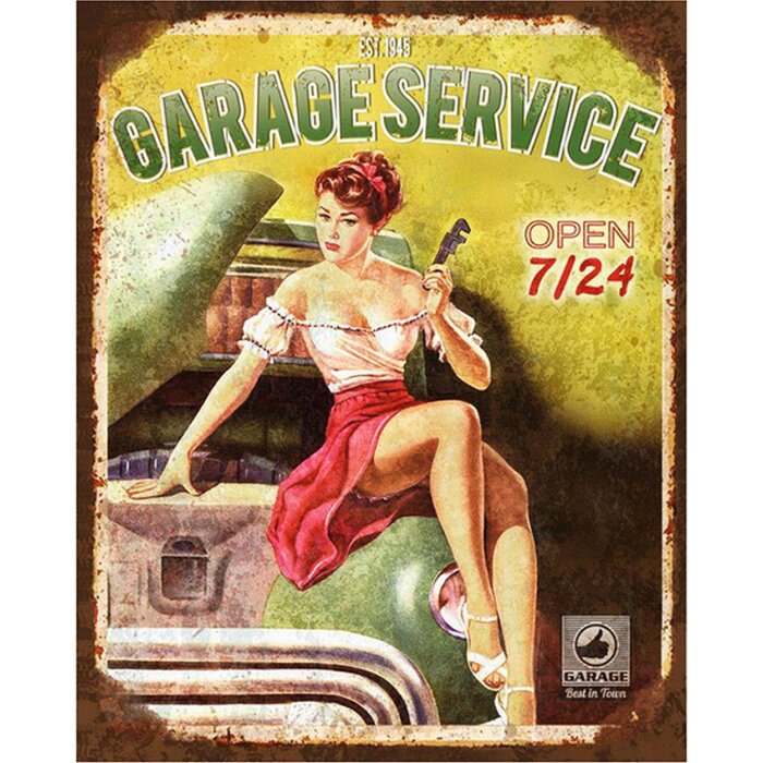 Текстова табличка Clayre & Eef 6Y5162 20x1x25 см Green Garage Service