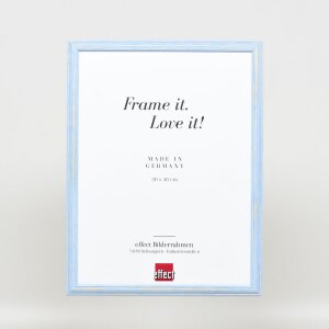 Эффектная деревянная рама профиль 32 синий 45x60 см обычное стекло
