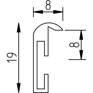 Півциркульна рама Effect Alu Profil S1 для пожежної безпеки 25x80 см, чорна, з прозорим склом