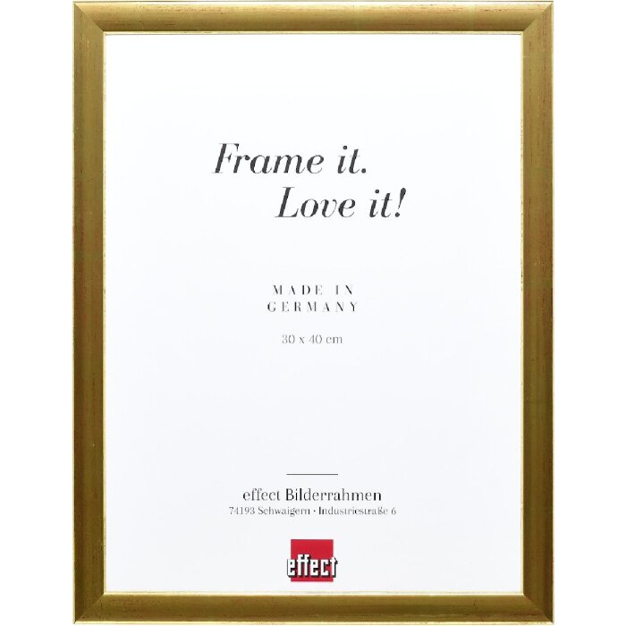 Ефектний деревяний фоторамка з антиблисковим склом, 27x48 см, золотий