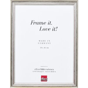 Effect Holzrahmen Profil 44 silber 30x30 cm Antireflexglas