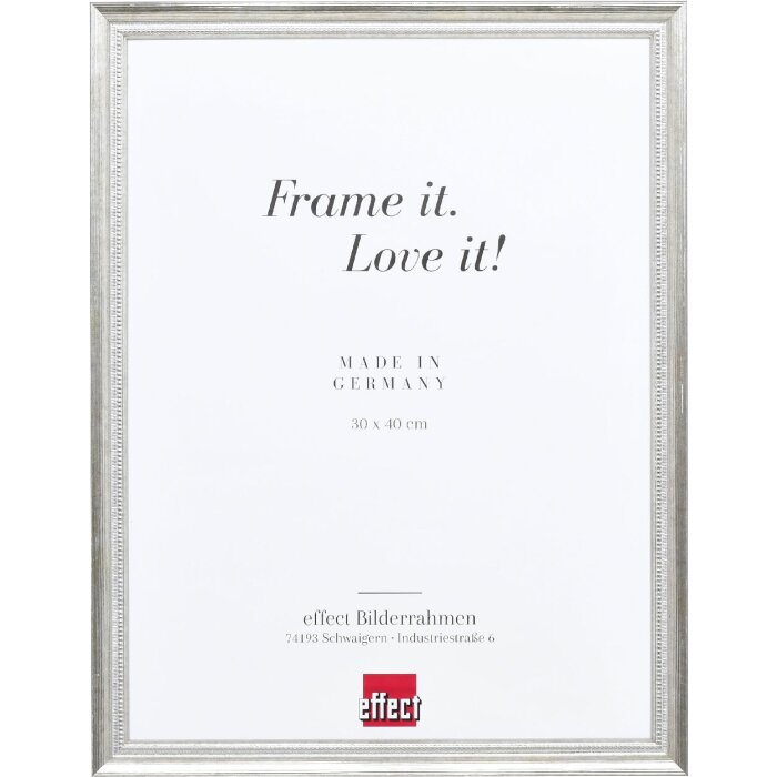 Effect Holzrahmen Profil 48 silber 50x60 cm Antireflexglas