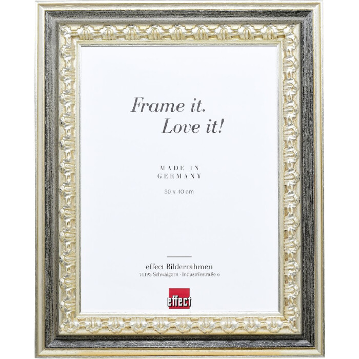 Ефектний деревяний фотофонд профіль 80 сріблястий 70x100 см з антибликовим склом