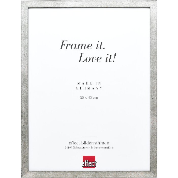 Ефектна дерев’яна фоторамка профіль 42, срібляста, 9x13 см