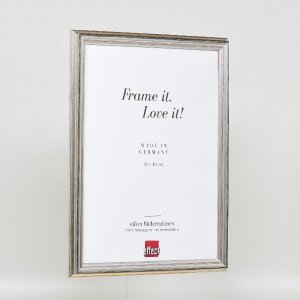 Фоторамка с зеркалом в стиле барокко, массивное дерево, серебро, 40x60 см