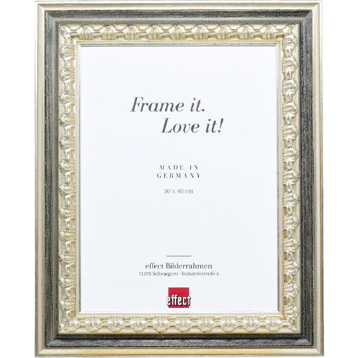 Зеркало барочное с деревянной рамой 50x70 см, серебряное