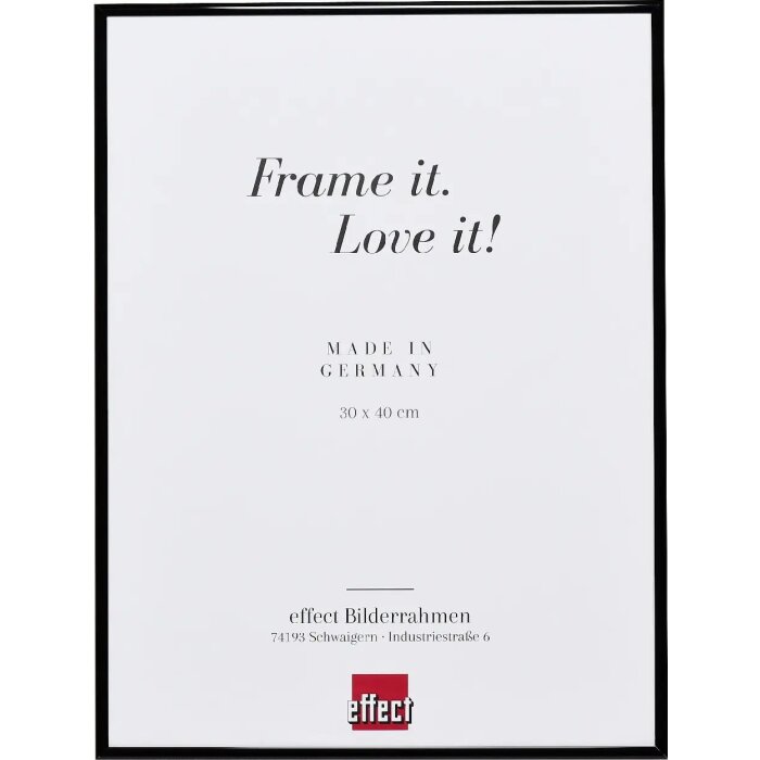 Эффектная алюминиевая рама Quadro 24x30 см черный глянец с музейным стеклом