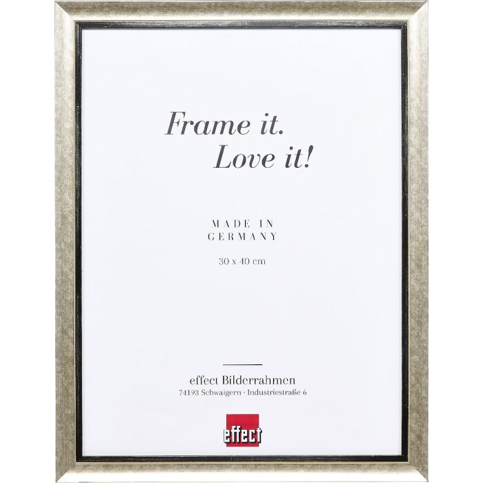 Фоторамка Effect из дерева, профиль 40, серебро, музейное стекло, 40x40 см