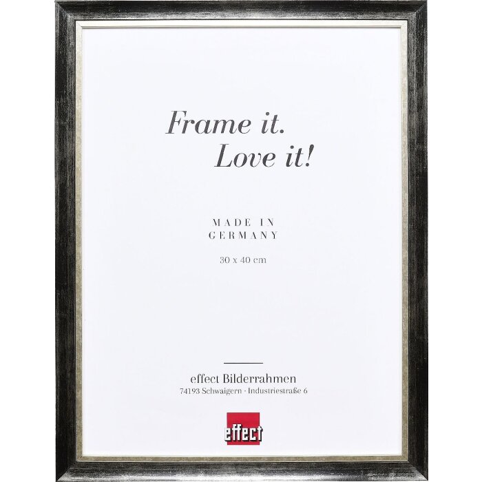 Фоторамка Effect из массива дерева, профиль 40, Платина, 45x80 см, музейное стекло