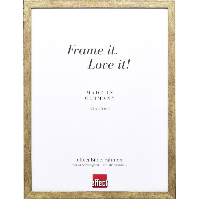 Фоторамка effect деревянная 42 мм, антик-золото, музеевское стекло 9x13 см