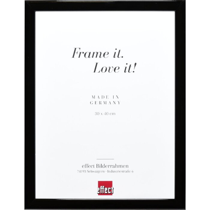 Ефектний деревяний фоторамка профіль 43, чорний глянець, 35x100 см, музеєве скло