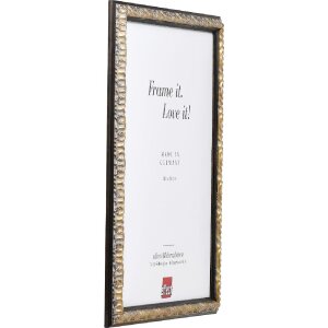 Деревяна фоторамка барокко 60x80 см, чорно-срібляста, з музеєвим склом