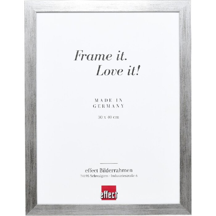 Фоторамка Effect из дерева, профиль Top Pro, серебристая, 20x30 см, музейное стекло